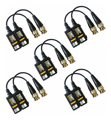 5 Pares 5mp Pasivo Hd Bnc Video Balun Transr Transr Ahd...