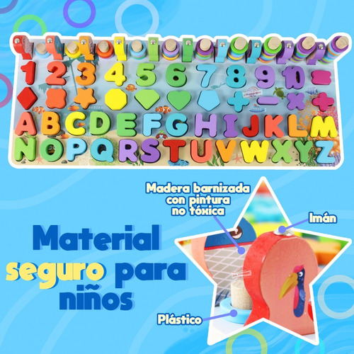Imagen 5 de 9 de Rompecabezas Juguete Didactico Madera Magnetico Alfabeto M08
