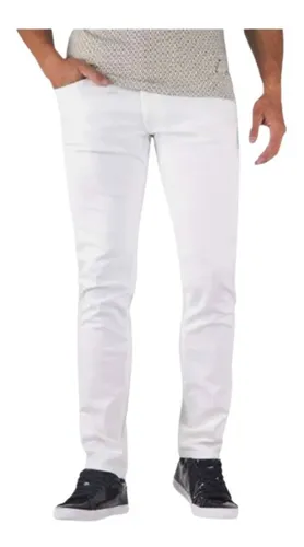 Pantalón De Mezclilla Hombre Skinny Blanco Silver Plate - $ 649