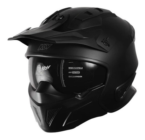 Casco Para Moto Kov Rock-o Con Mascara Certificado Dot Color Negro Tamaño del casco XL(61-62 cm)