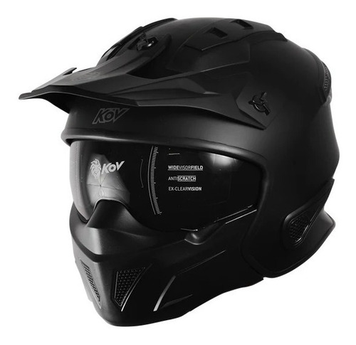 Casco Para Moto Kov Rock-o Con Mascara Certificado Dot Color Negro Tamaño Del Casco Xl(61-62 Cm)