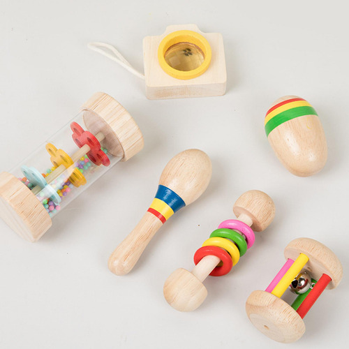 6x Juego De Juguetes De Madera Para Bebés, Hecho A Mano,