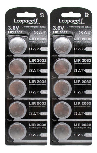 10 Baterias Recargables De Litio Loopacell Lir2032 De Celda