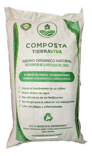 Composta (tierra Viva) Abono Orgánico Para Plantas 40 L