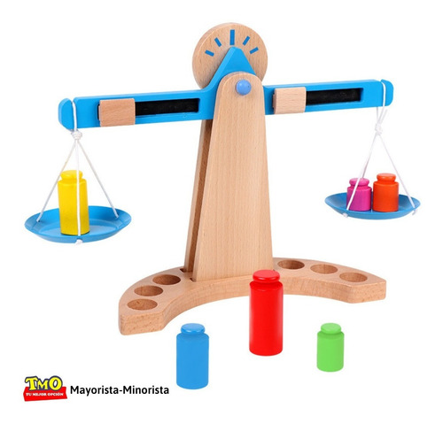 Juego Madera Balanza Didáctica Madera Con Pesas