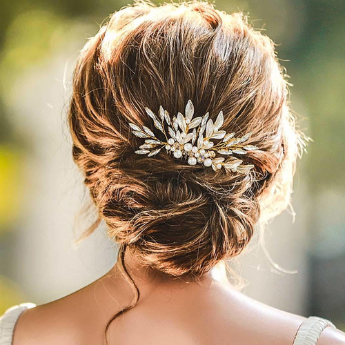 Unicra Brides Boda Gold Leaf Hair Cirtstal Bridal Headsorvas