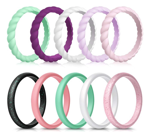 Forthee 10 Pack Anillo De Bodas De Silicona Para Mujeres, Ba