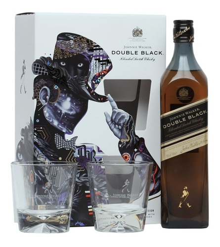 Estuche Whisky Johnnie Walker Double Black X750 + 2 Vasos