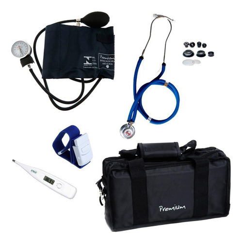 Kit Acadêmico Para Enfermagem Com Estetoscópio Azul