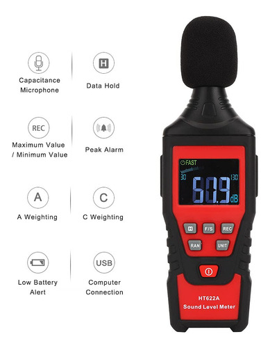 Noise Sound Level Metre, Ht622a 30db-130db Digital Decibel