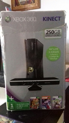 Xbox 360 S,disco Duro 250gb,dos Palancas,kinect Y 5 Juegos