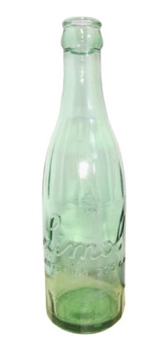 Botella Chica Limol Logo Relieve Vidrio Verde Claro Impecabl