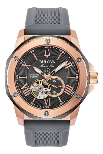 Reloj Bulova Automático Marine Star Dorado 98a228 En Stock