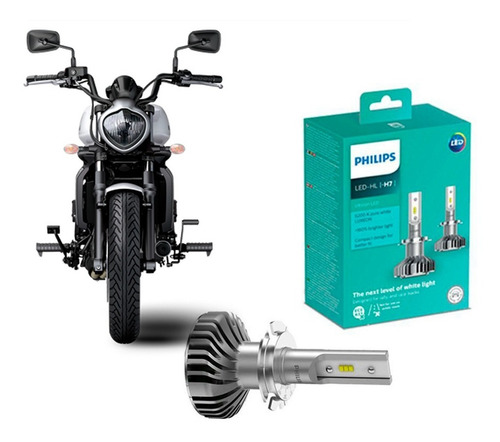 2 Und Lâmpada Moto Philips Ultinon Led H7 6200k + 2 T10 