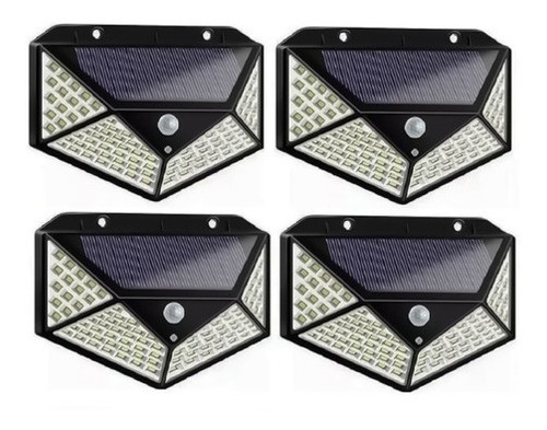 Pack 4 Foco Solar Led Exterior 100 Led Sensor De Movimiento 