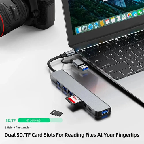 Hub Adaptador Usb Tipo C 8 En 2 Para Mac Macbook Windows