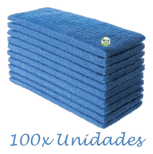 Fibra Azul De Limpeza Leve Sem Riscar - Kit 100 Unidades