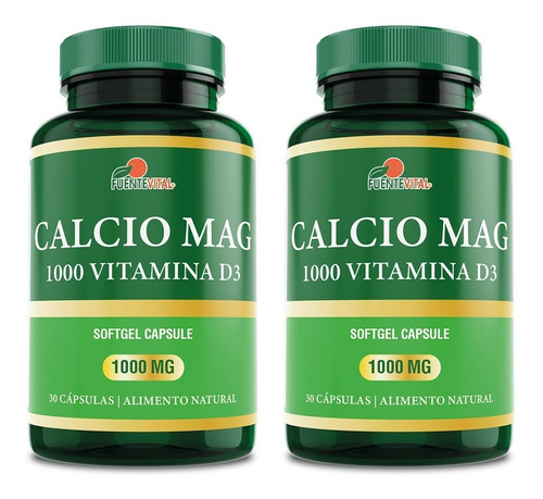 Calcio + Vitamina D3 + Magnesio  - 1000 Mg - Oferta Pack X 2