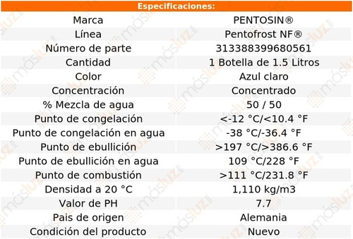 1.5 Lts Refrigerante Azul Claro Pentosin Gl320 V6 3.0l 07/09