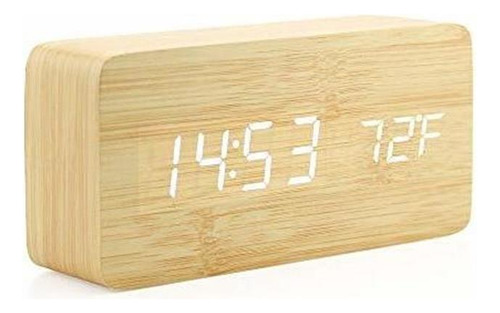 Oct17 Madera Reloj Despertador Digital, Madera Manera D