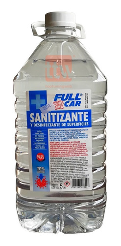 Sanitizante Full Car 5lt Alcohol 70% Desinfectante Liquido