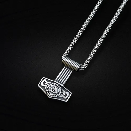 Collar Thor Valknut Vikingo Nórdico Acero Inoxidable Hombre