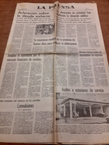 Diario Prensa 7 8 1982 Estatuto Partidos Cavallo Deuda Exter