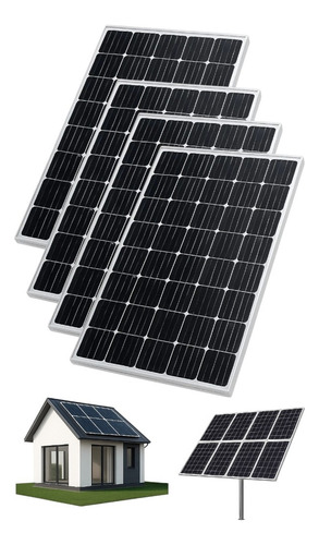 Pack X4 Panel Solar 100w Eoland Casa Kit Basico Energia Solar Monocristalino Fotovoltaico 12v