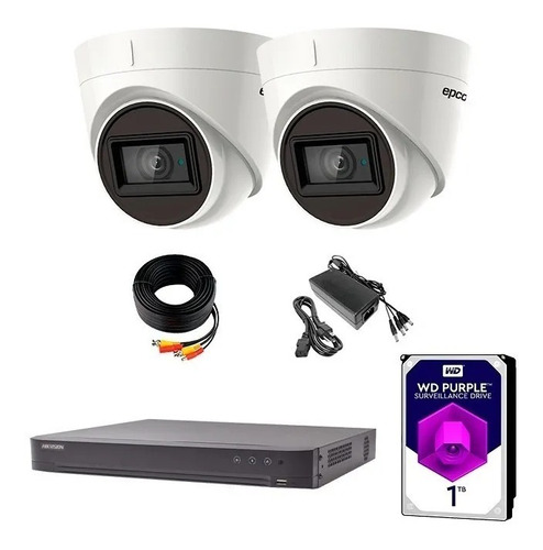 Kit Video Vigilancia 2 Camaras Domo 8 4k Mp Incluye Hhd 1 Tb