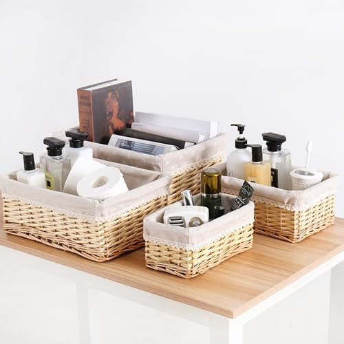Cesta De Almacenamiento Rectangular De Mimbre Pequeño