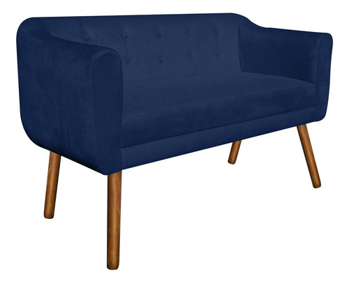 Kit Namoradeira 02 Lugares E 02 Poltronas Julia Suede Cor Azul-marinho