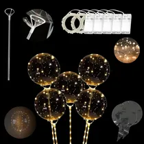 Comprar 5 Globos Burbuja Cristal Led Calido Palitos Porta Globos
