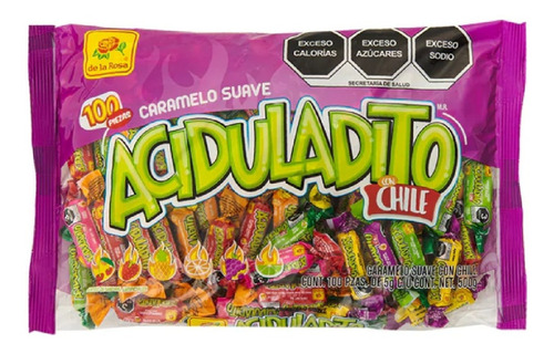 De La Rosa Caramelo Suave Aciduladitos Chile Bolsa Con 100pz
