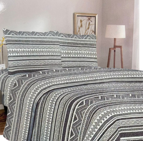 Sabanas Queen Size 160x200 Campomayo En Mochila Tribal Azul Y Blanco Estampado
