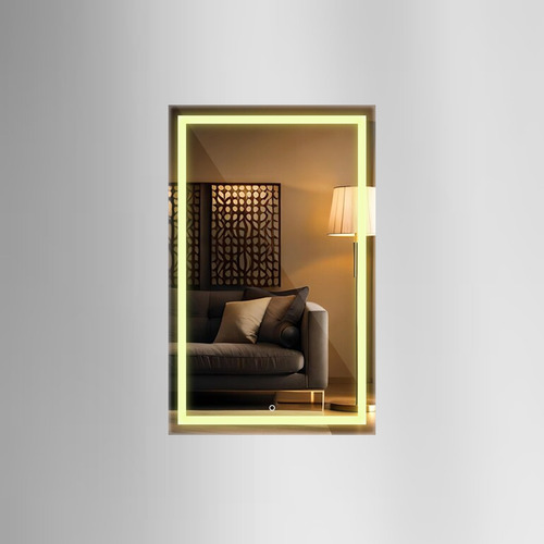 Espelho Lapidado Retangular Jateado Com Led 100x110 Cm