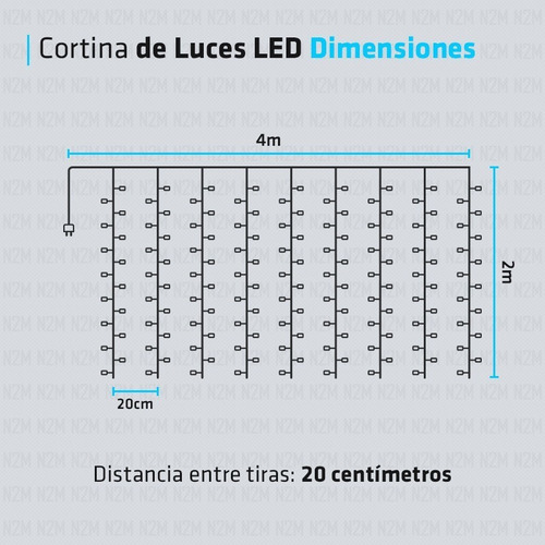 Cortina Luces Led 4 Mts Blanco Calido 220v Navidad Premium