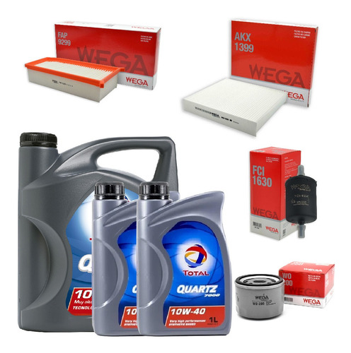 Kit 4 Filtros + 6l Aceite Total 10w40 Renault Captur Wega