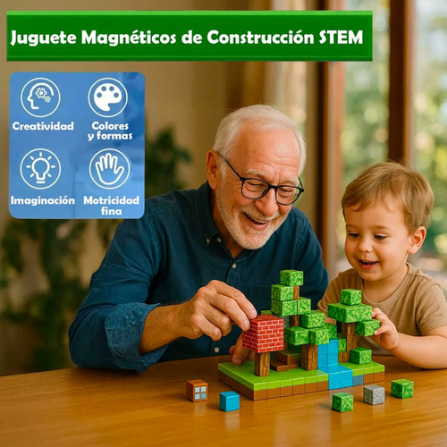Minecraft Bloques Magnéticos Caja 100 Piezas +3 Muñecos Lego 100 Minecraft