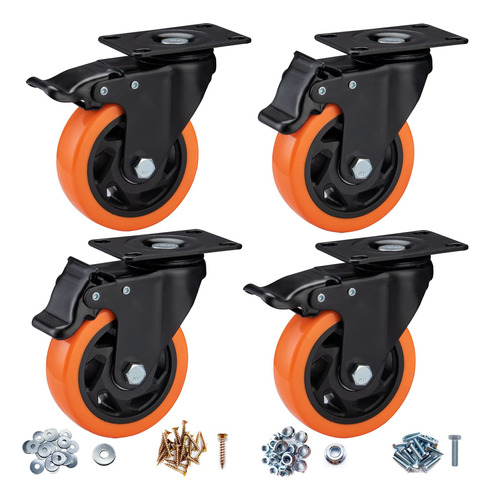 Ruedas Giratorias De 4 Pulgadas, Juego De 4 Ruedas Resistent