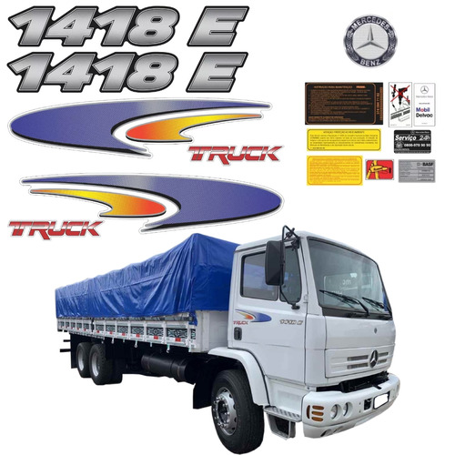 Kit Adesivos Compatível Mercedes Benz 1418 Truck Faixa Krt60 Cor ADESIVO MERCEDES 1418 E TRUCK