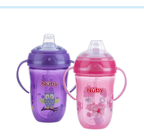 Nuby 360 - Taza Cómoda Con 2 Asas, Niña, 9 Onzas (el Color P