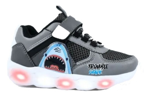 Zapatillas Footy Shark Tiburon Gris Con Luces Originales