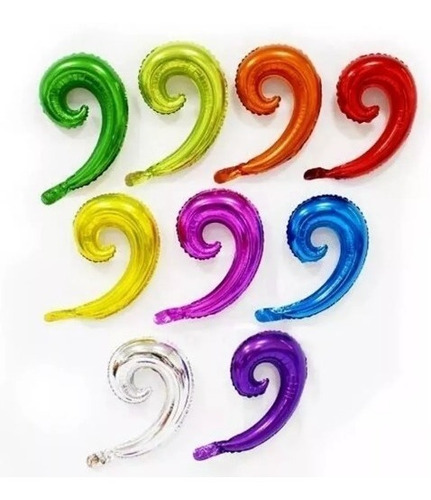 Globos Curly Espiral Ondita Colores,adornos Globo Metalico