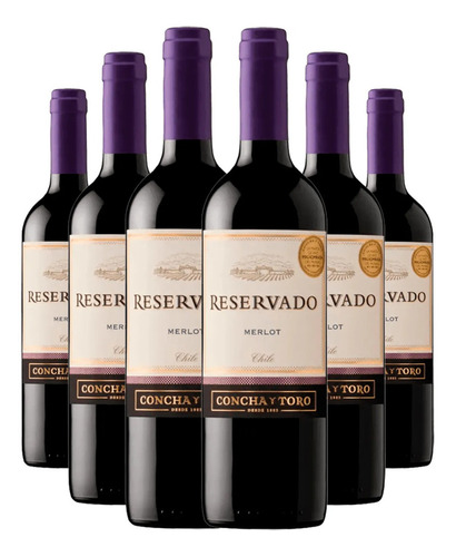 Kit Vinho Concha Y Toro Reservado Merlot 750ml - 6 Uni