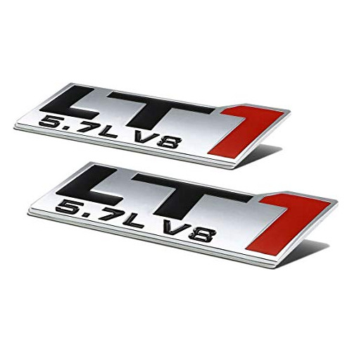 2 Pegatinas Cromadas De Metal 3d Con Emblema De Motor V8 Lt1