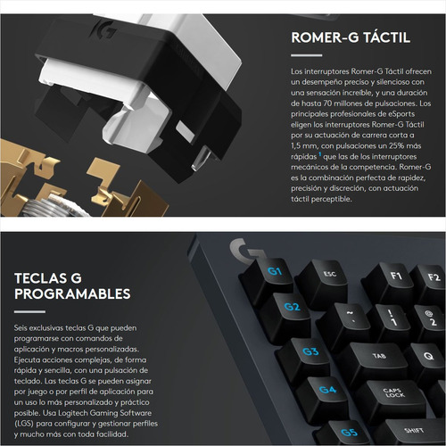 Imagen 4 de 10 de Logitech G613, Teclado Gamer Inalámbrico Romer-g Mecánico