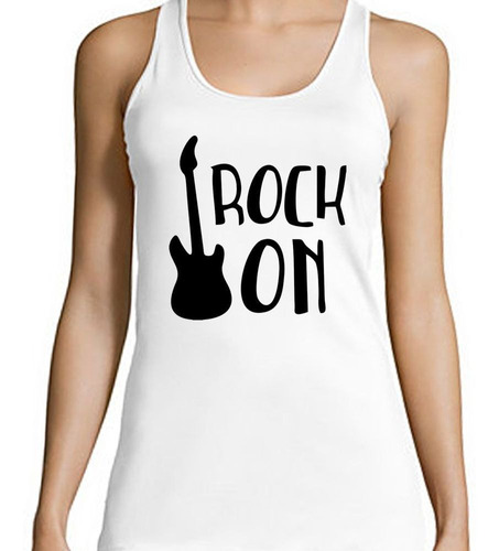 Musculosa Frase Rock On Guitarra Musica