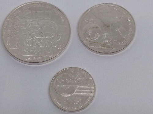 Imagen 1 de 6 de Set De 3 Monedas Plata Ley 720 Mundial México 86 Inmaculadas