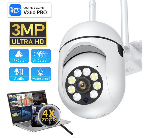 Cámara De Vigilancia Ip Con Zoom Digital De 4 X 3 Megapíxele