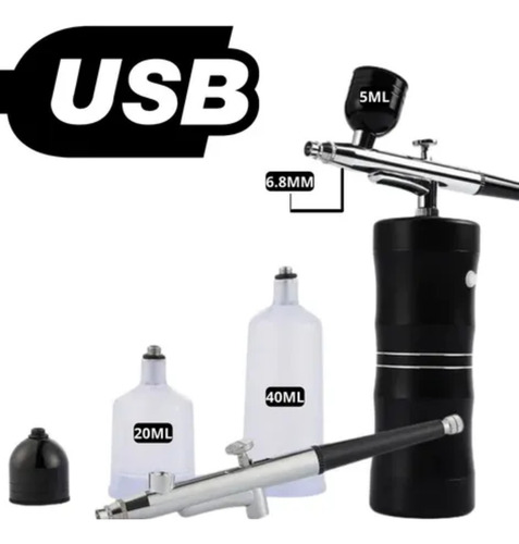 Kit Compressor Aerógrafo Usb Recarregável Sem Fio Portátil